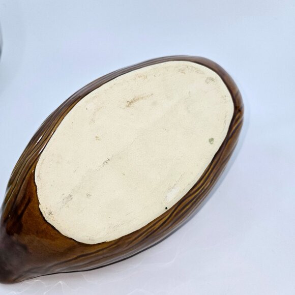 Vintage Ceramic Duck Planter Vase Brown Glaze Pottery - Picture 5 of 8